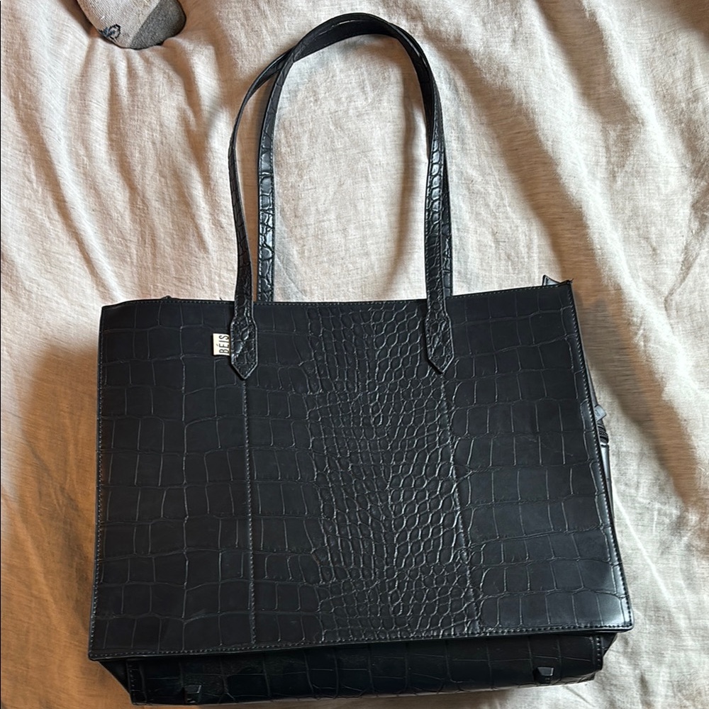 BEIS The Work Tote in Black Croc